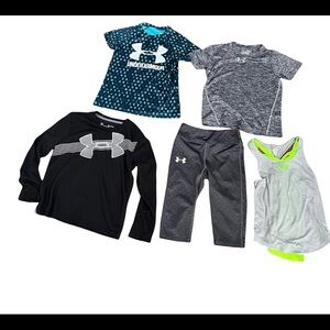 Under Armour girl bundle 5 pieces Sz small/8 tank crop legging long&short